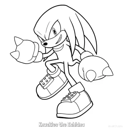 Free printable Knuckles the Echidna Coloring Page - Free Printable Sonic the Hedgehog Coloring Sheets coloring page
